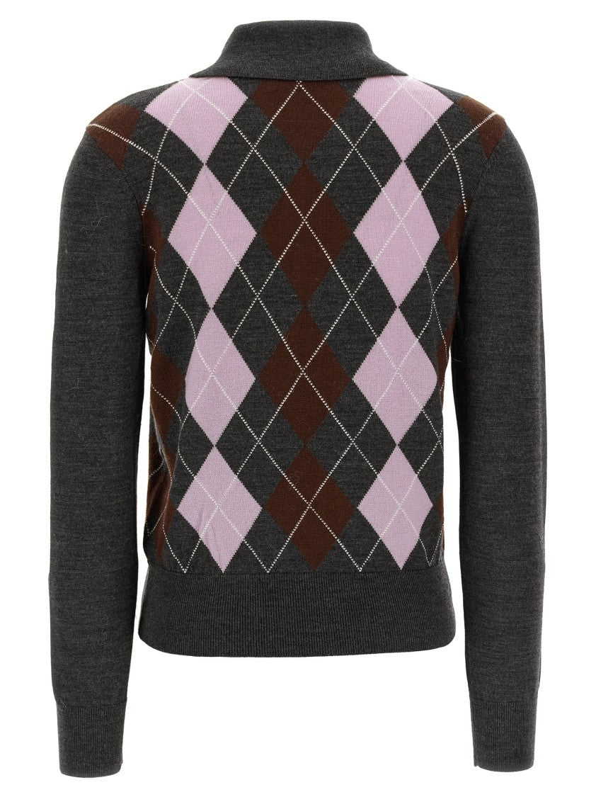 Self-Portrait 'Grey Argyle Lightweight' Sweater