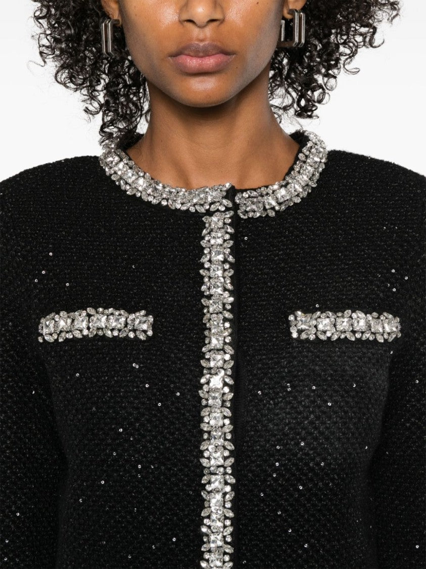 Self-Portrait Black Sequin-Knit Jacket