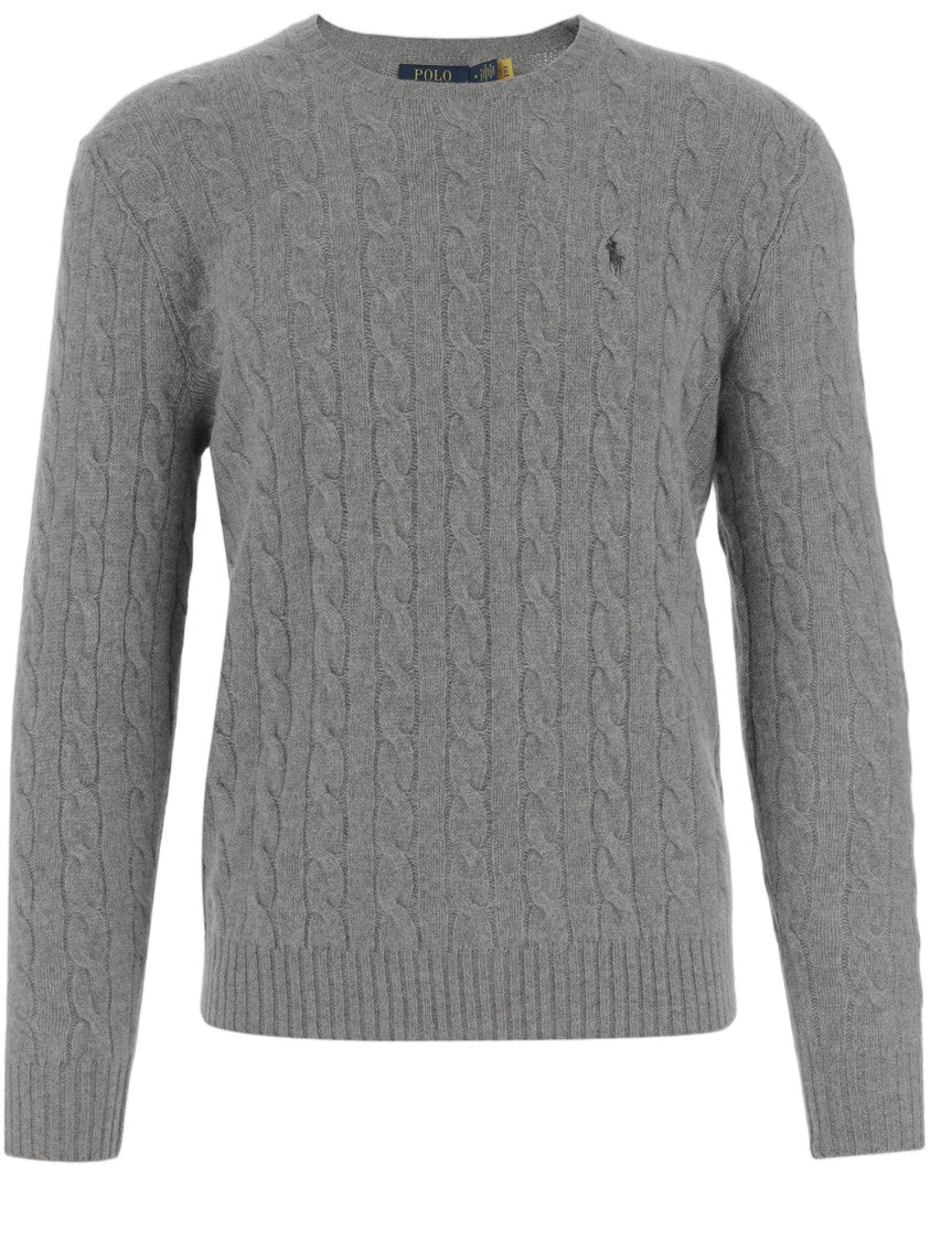 Polo Ralph Lauren Wool And Cashmere Cable-Knit Sweater With Classic Crew Neck And Embroidered Logo