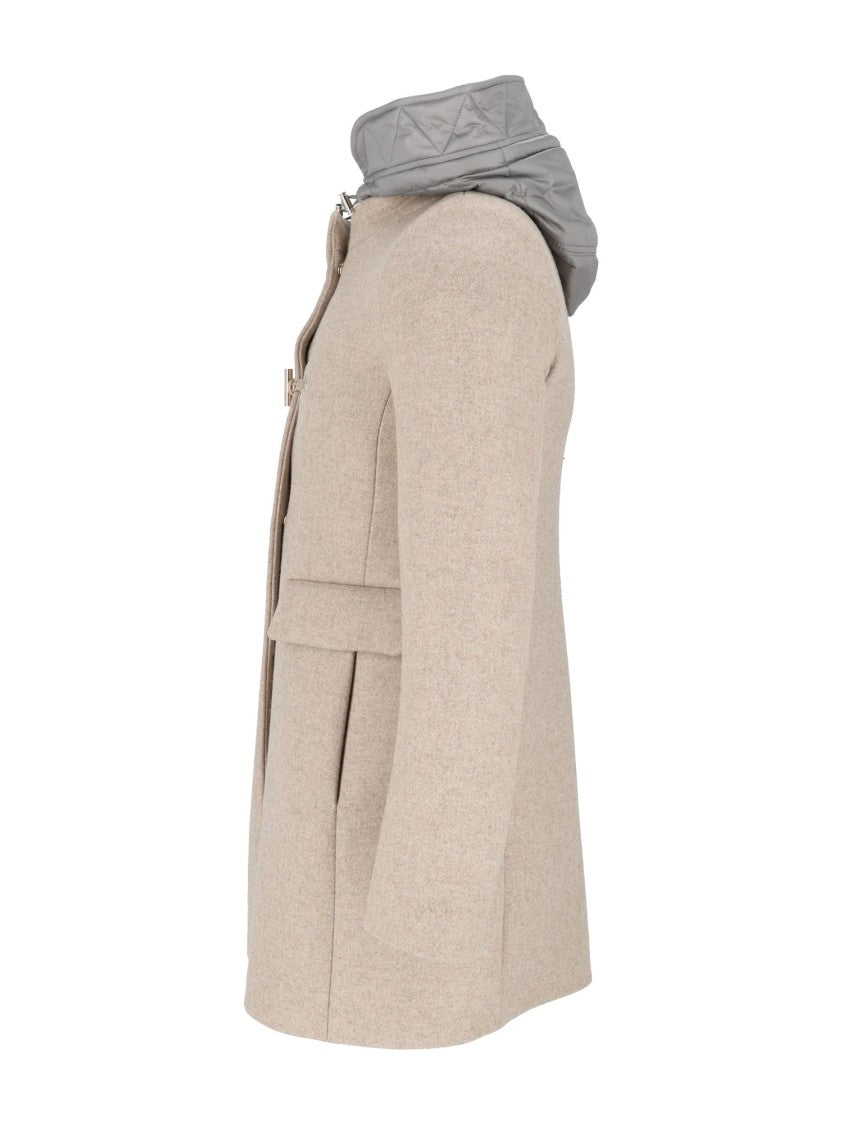 Fay Double-Breasted Toggle Coat With Contrasting Hood