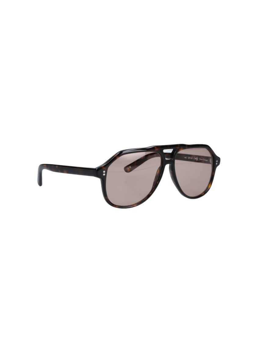 Chimi Tortoiseshell Acetate Aviator Sunglasses With Brown Lenses