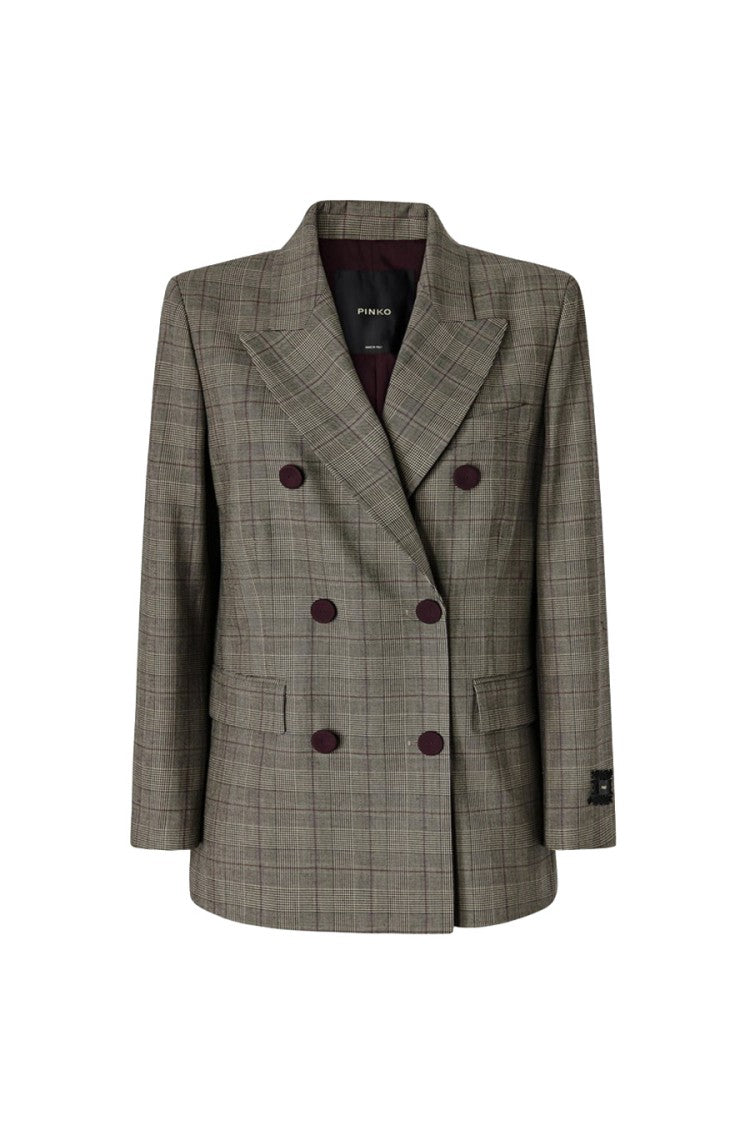 Pinko Multicolor Polyester-Wool Blend Plaid Blazer