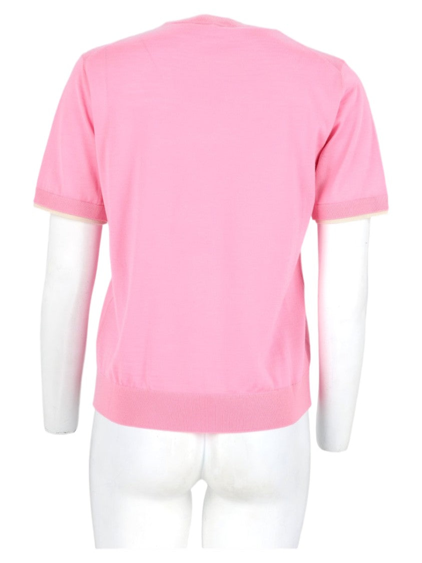 Versace Pink Embroidered-Logo Wool Sweater