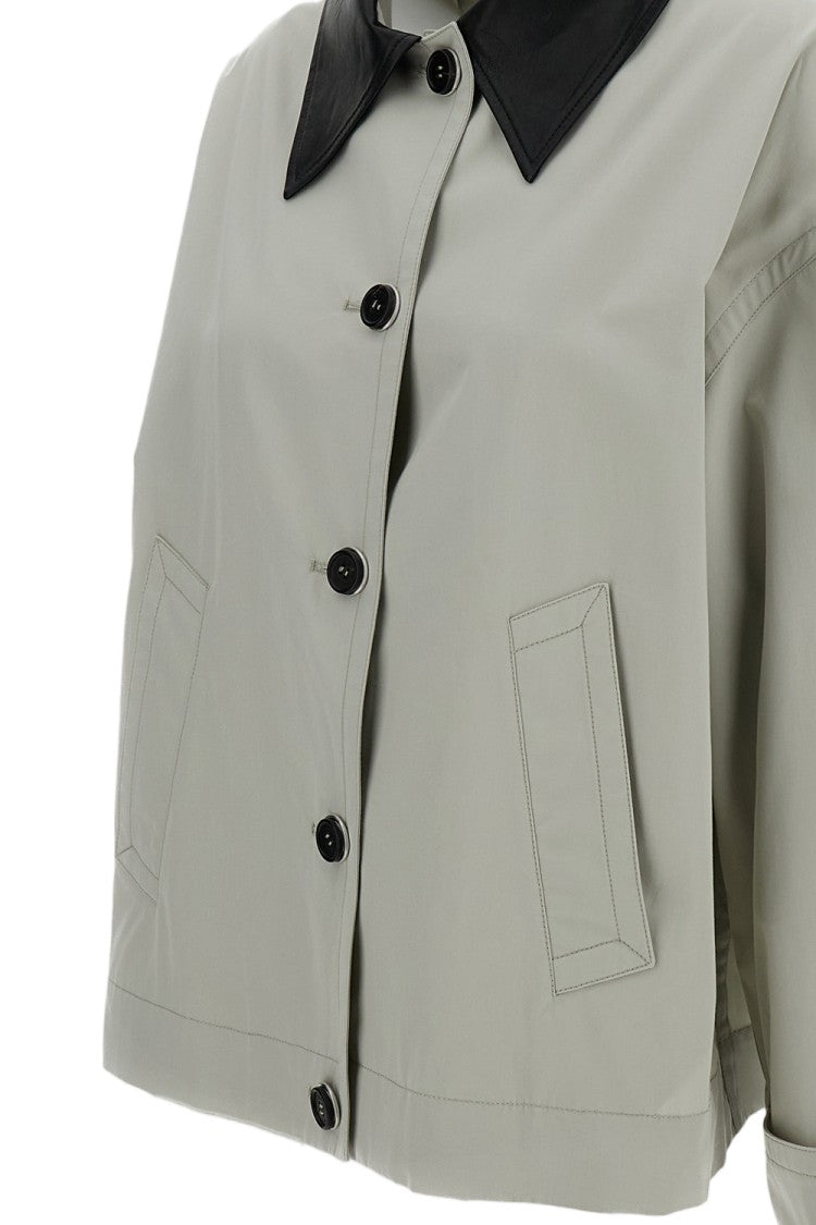 Durazzi Milano Cotton Jacket With Contrasting Leather Collar