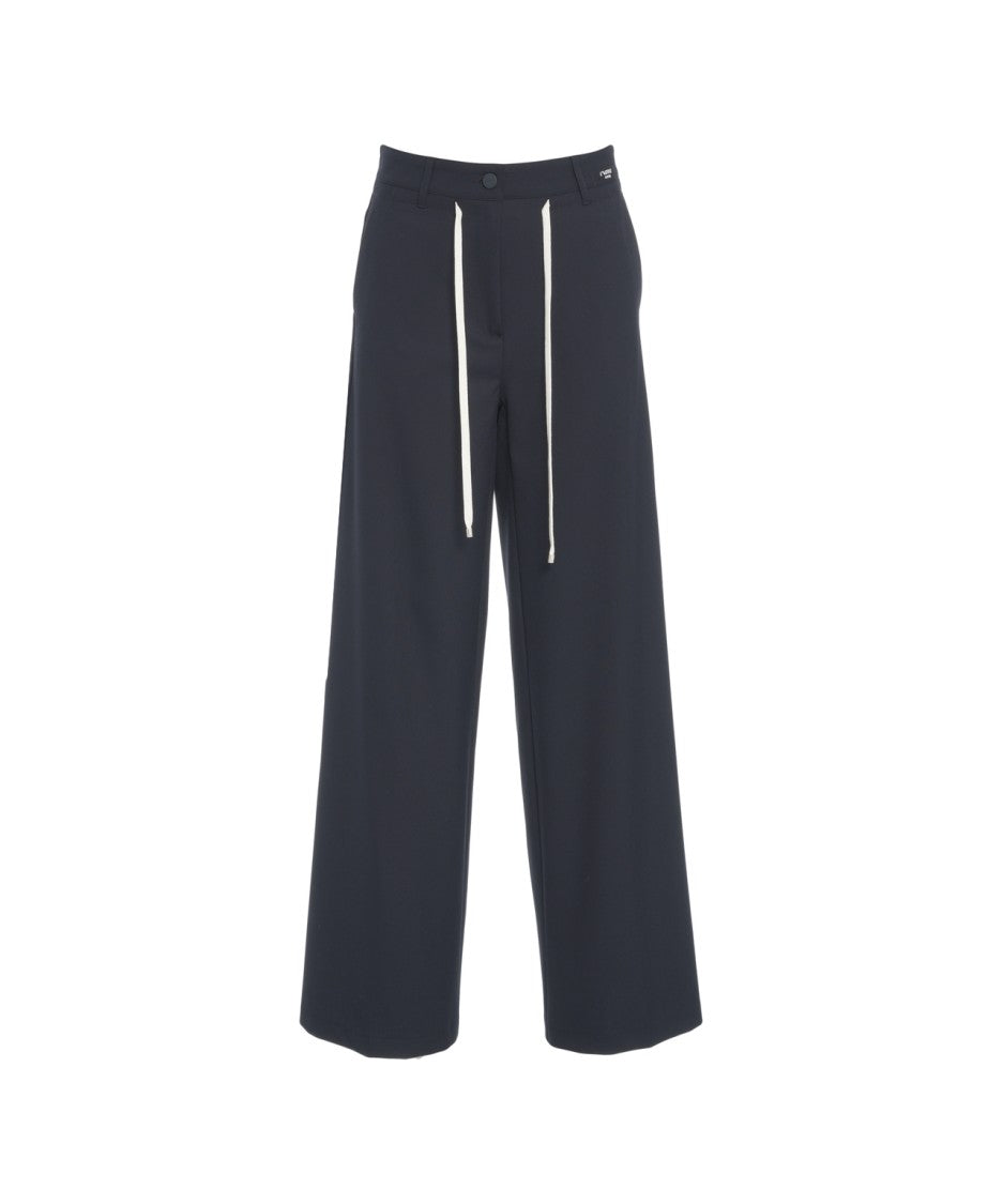 Cambio Wide Leg Trousers With Drawstring Waist And Minimalist Design