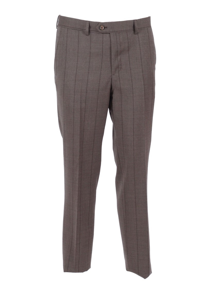 Brando-Lubiam Brown Virgin Wool Pinstripe Suit