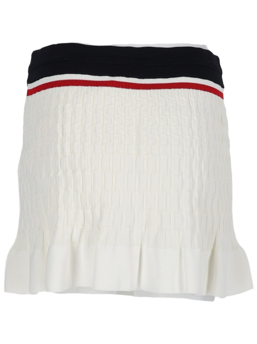 Casablanca Textured Knit Mini Tennis Skirt With Striped Waistband