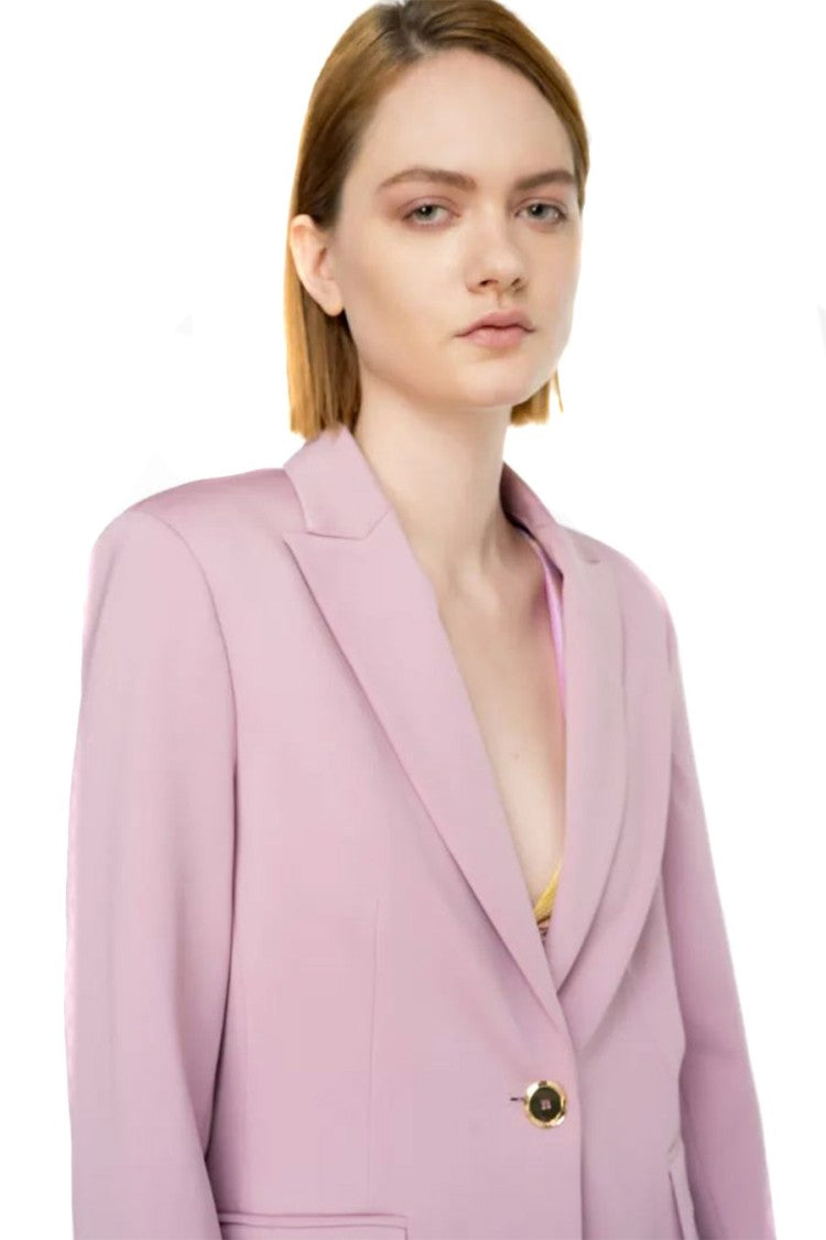 Pinko Pink Polyester-Elastane Peak-Lapel Blazer
