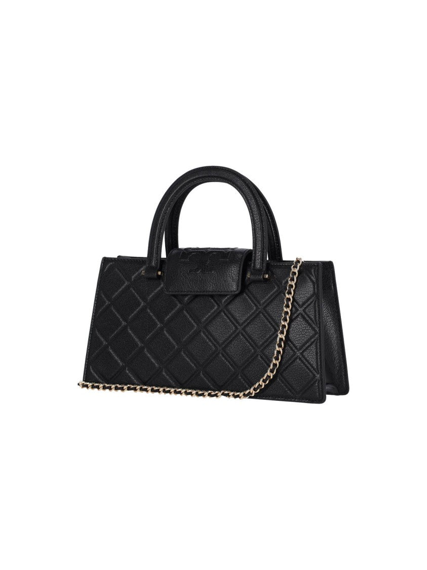 Tory Burch "Fleming East-West" Mini Tote Bag – Black