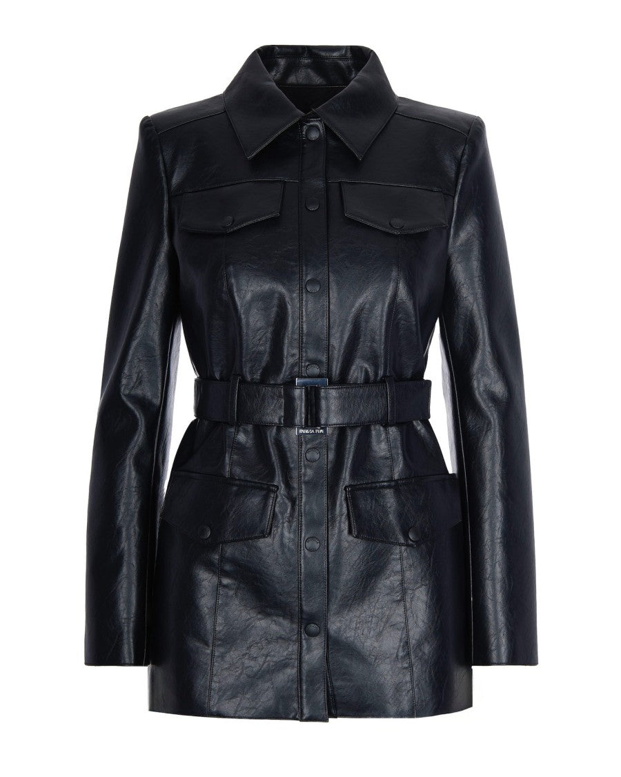 Patrizia Pepe Jacket With Black Coated Fabric Belt