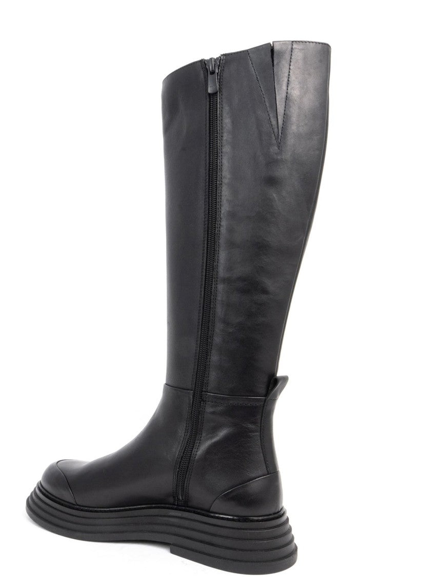 Sergio Moretti Long Black Leather Boots