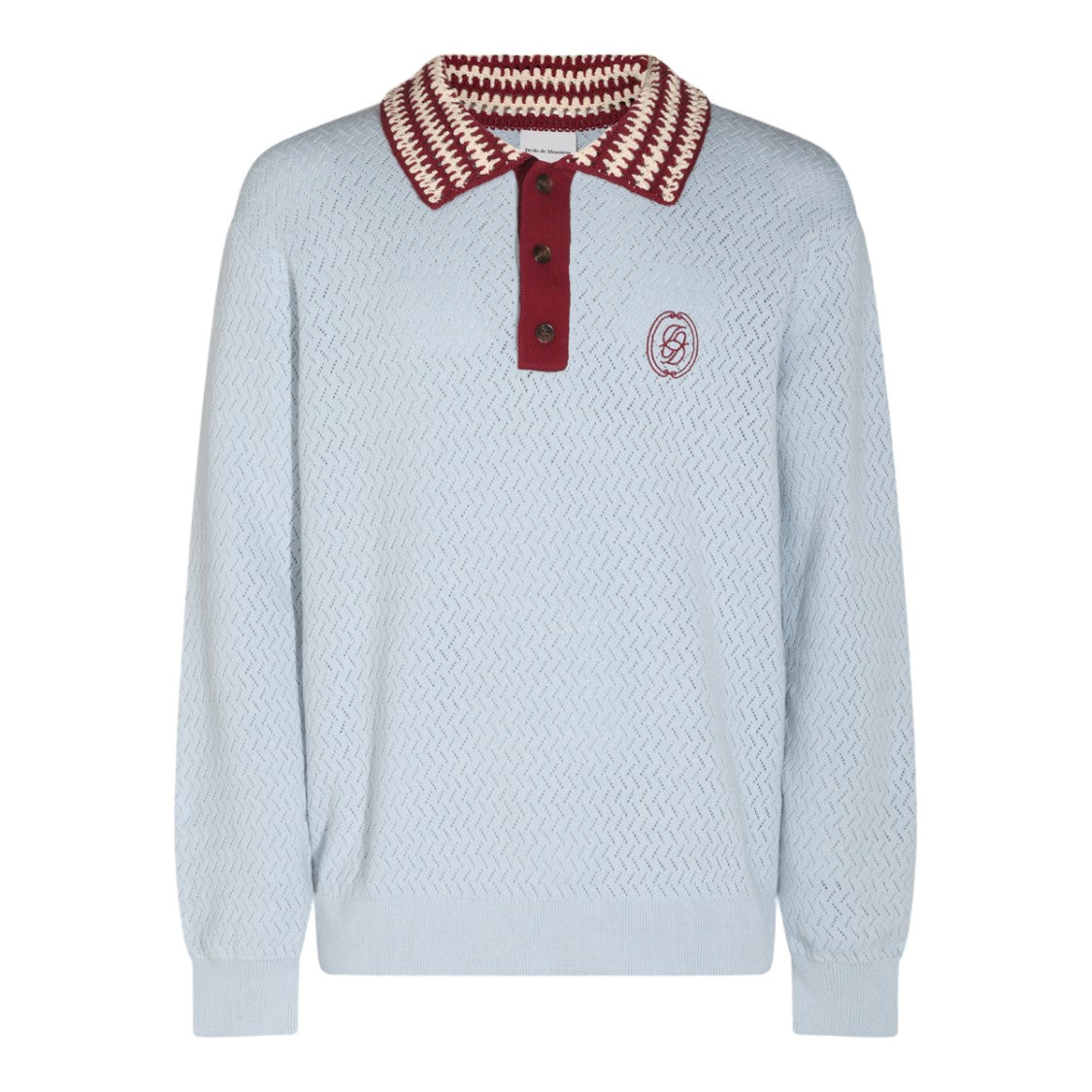 Drôle De Monsieur Textured Knit Sweater With Striped Collar
