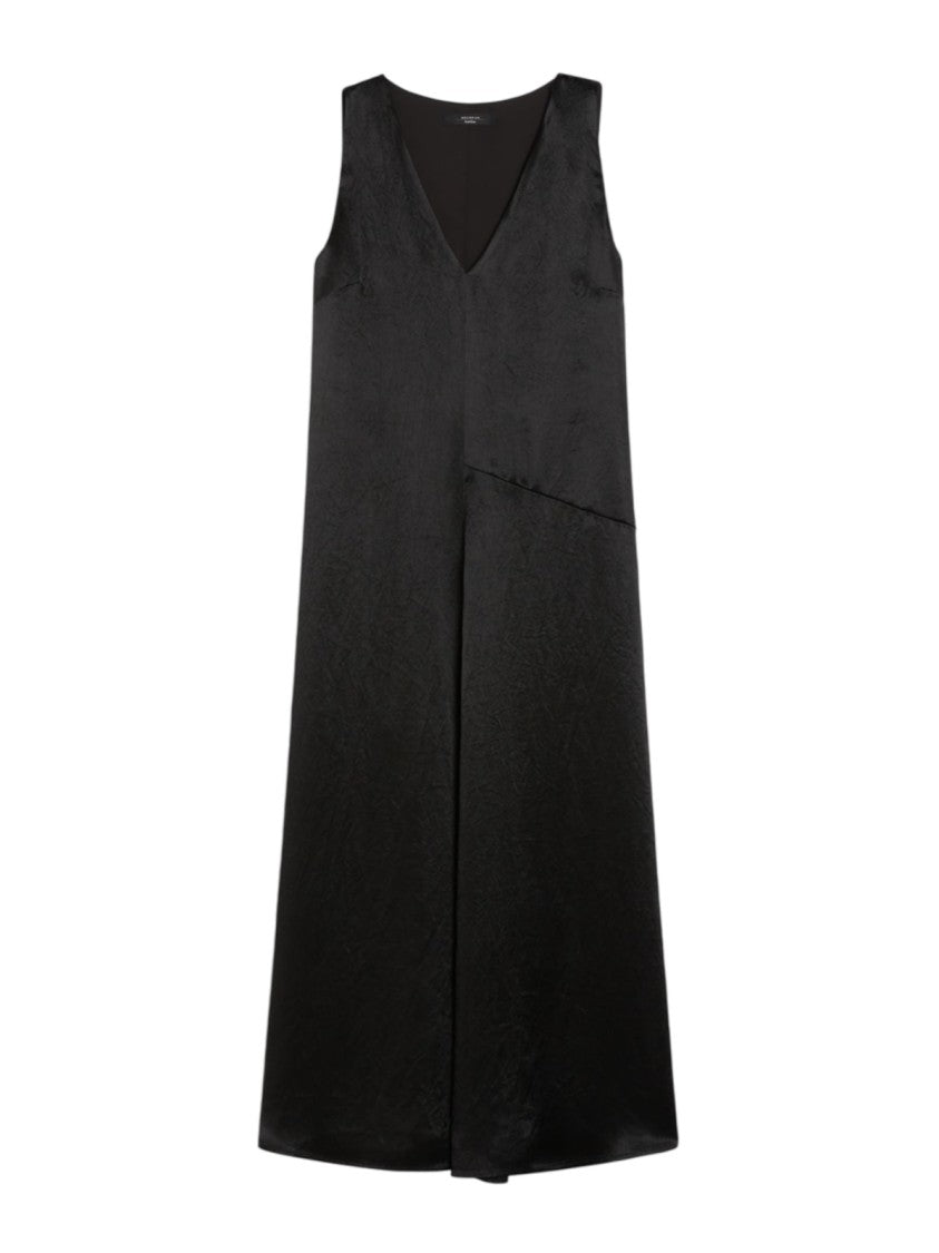 Max Mara Sleeveless Satin Maxi Dress With V-Neckline