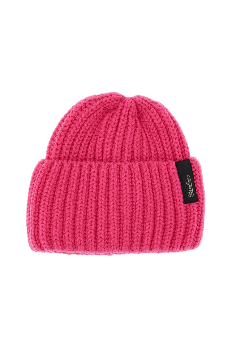 Borsalino Pink Bell Ribbed Virgin Wool Beanie