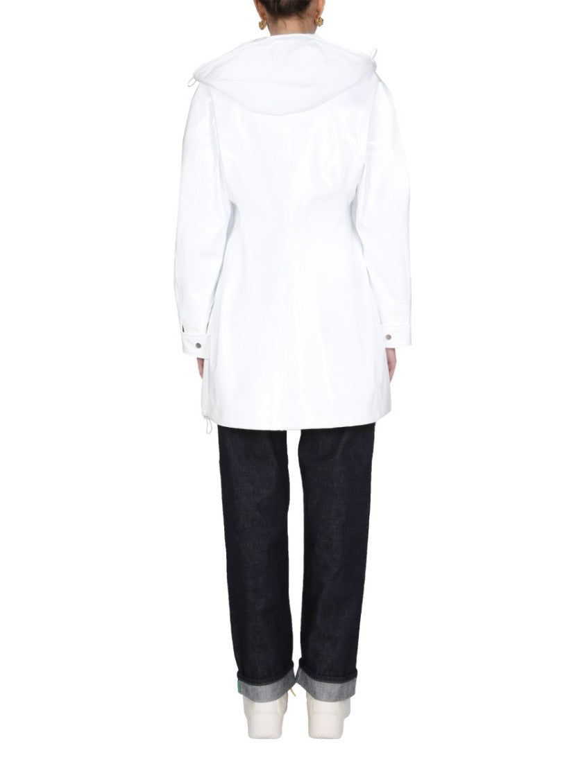 Bottega Veneta Hooded High Neck Parka With Front Zipper Closure