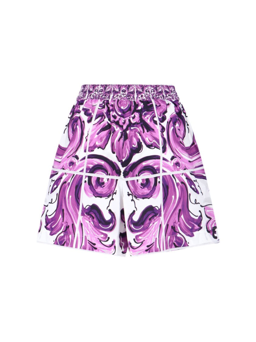 Dolce & Gabbana Baroque-Print Relaxed Short With Adjustable Waistband
