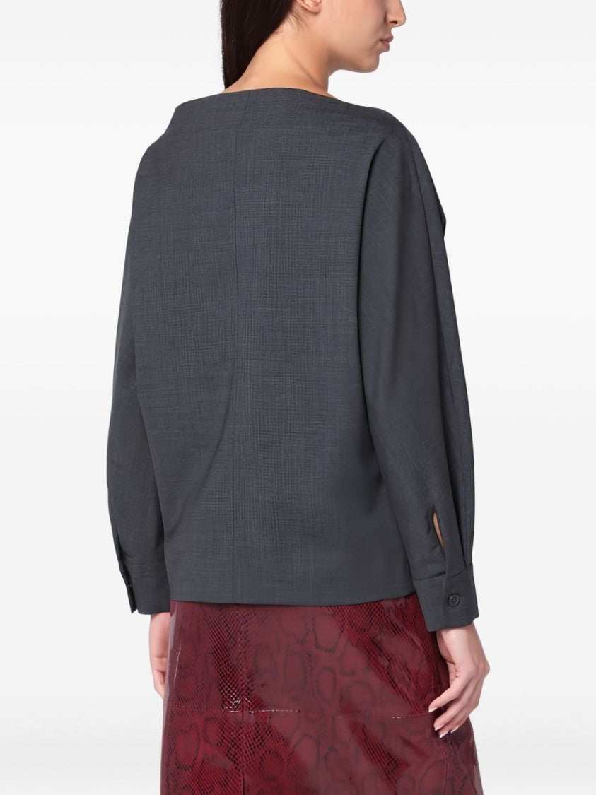 Parosh Chic Anthracite Blouse With Textured Pattern