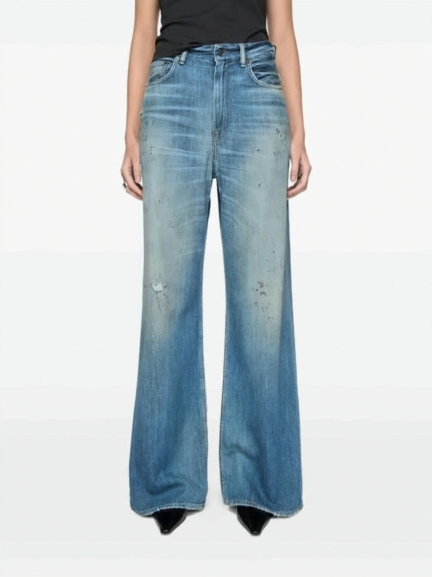 Acne Studios Wide-Leg Denim Pants With Faded Wash