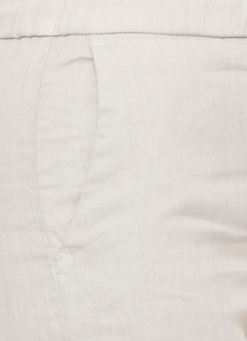 Panicale Beige Elastic Waist Linen Pants