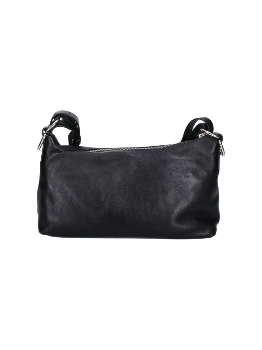 Vivienne Westwood Black Leather Shoulder Bag With Zip Closure And Orb Emblem