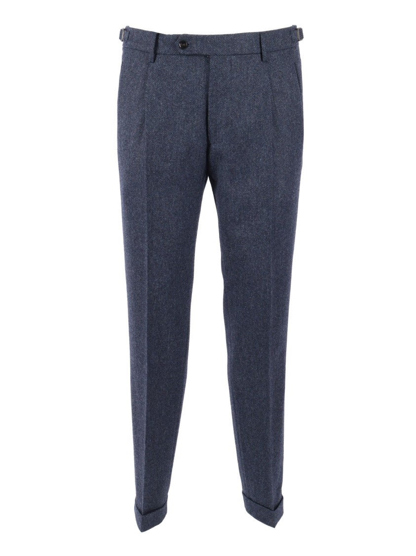 Berwich Tailored Blue Trousers With Pleats