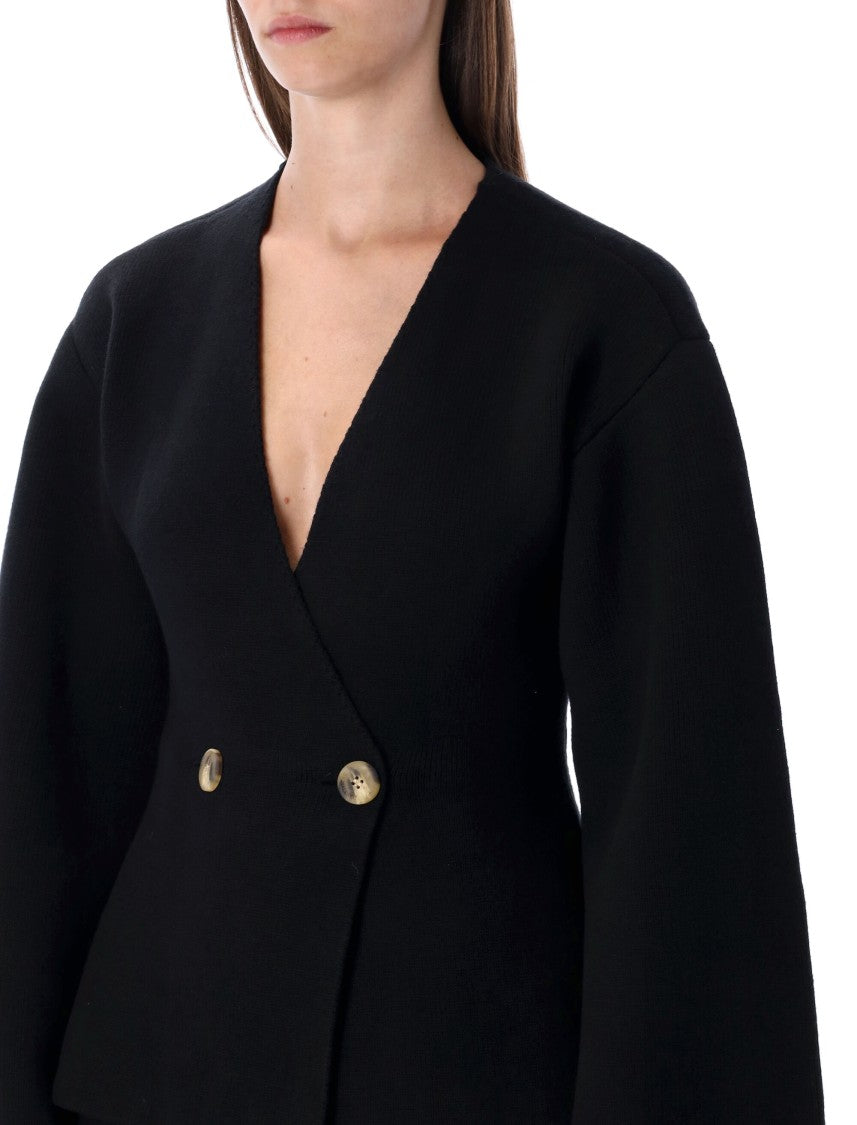 By Malene Birger Structured Wool-Blend Cardigan With Deep V-Neckline