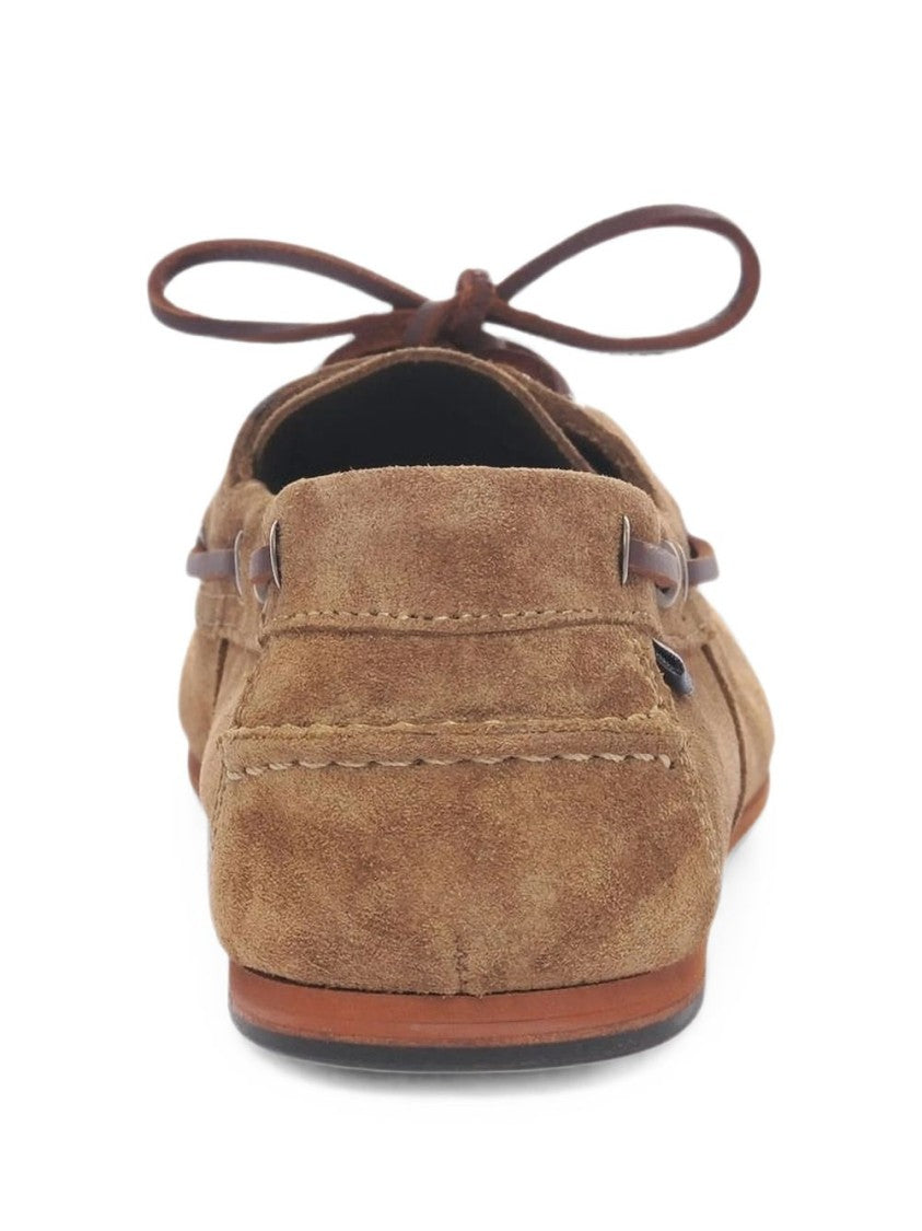 Sebago Brown Suede Lace-Up Flat Loafers
