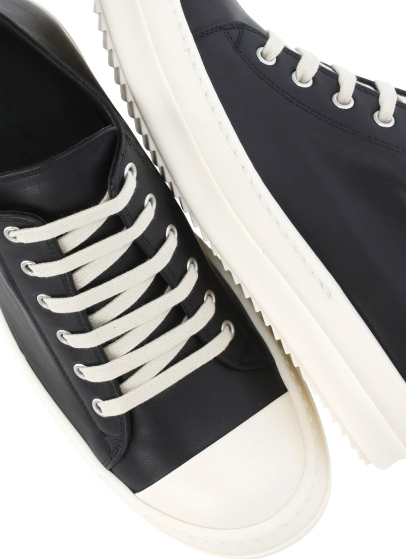 Rick Owens Black Hollywood Leather Low-Top Sneakers
