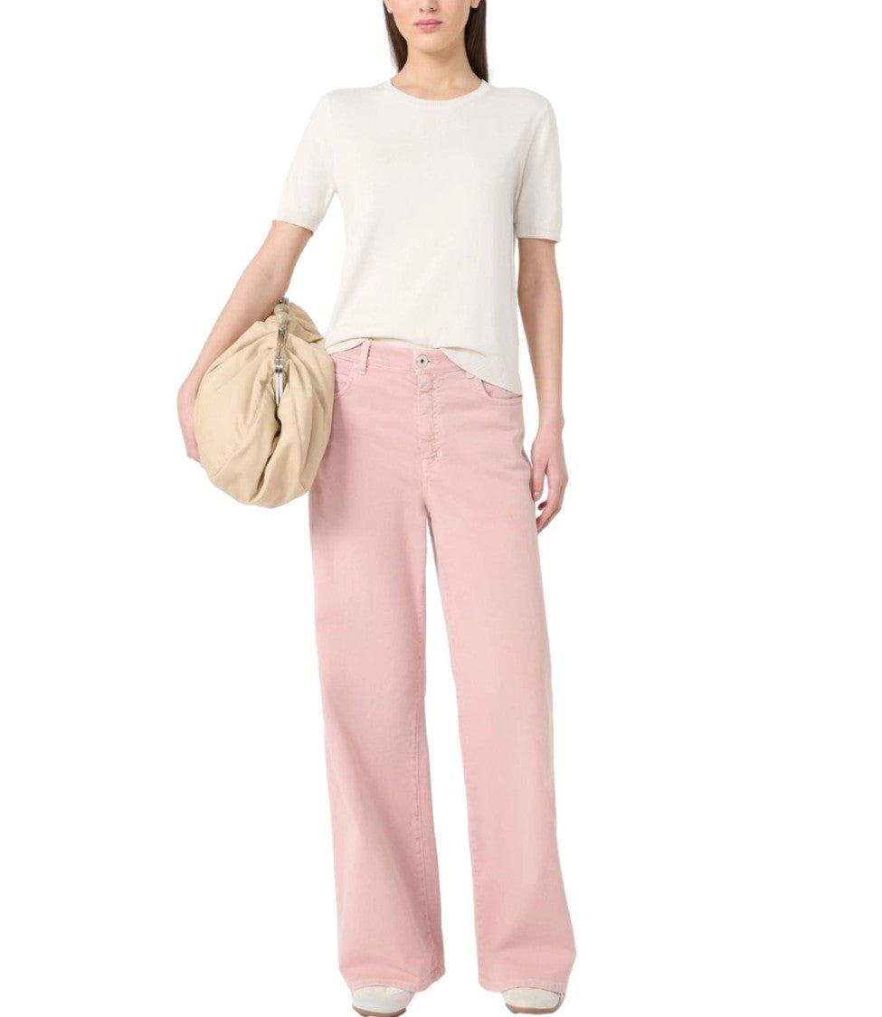 Max Mara Pink Cotton Stretch Trousers
