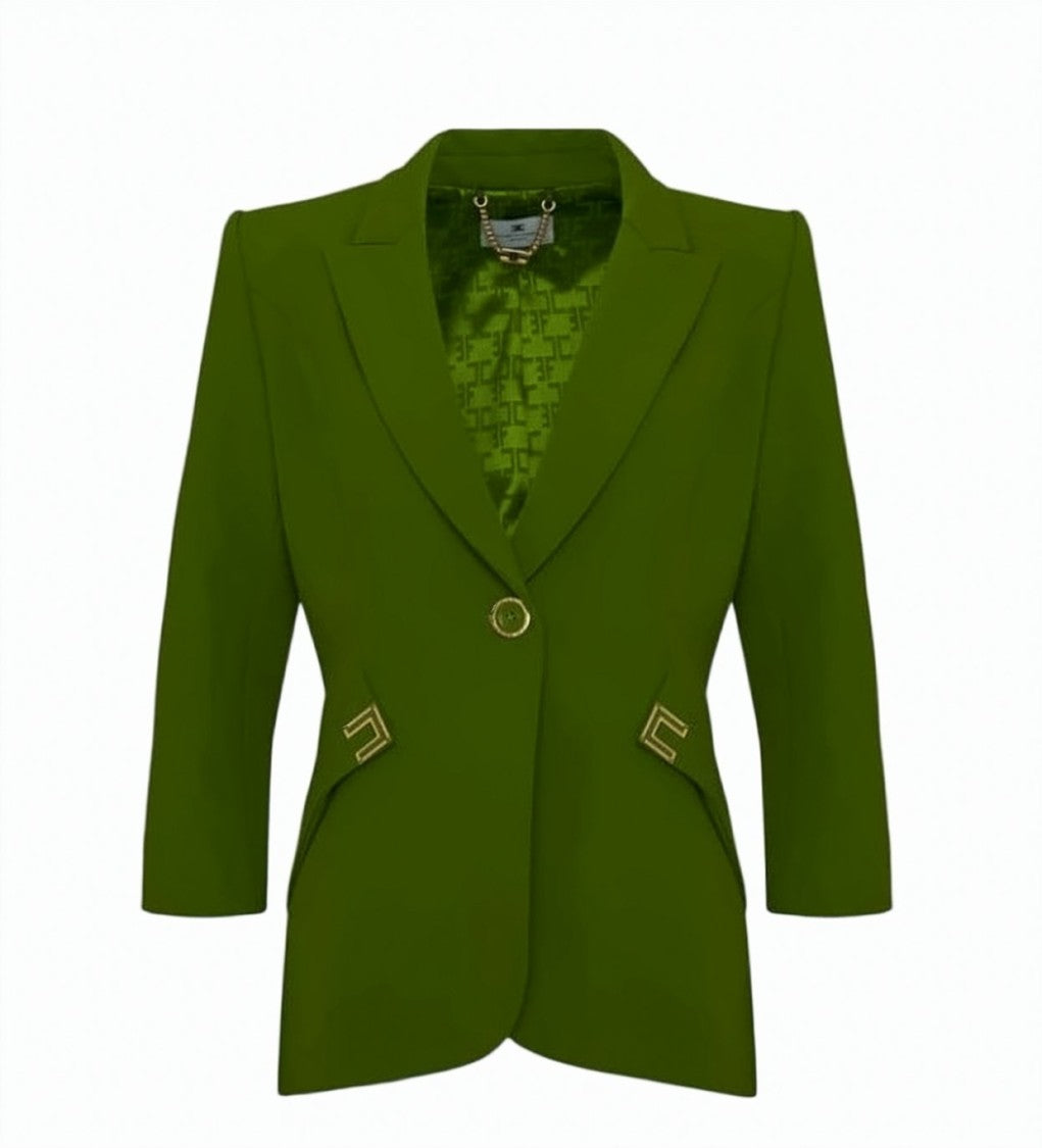 Elisabetta Franchi Stretch Crepe Logo Detail Jacket