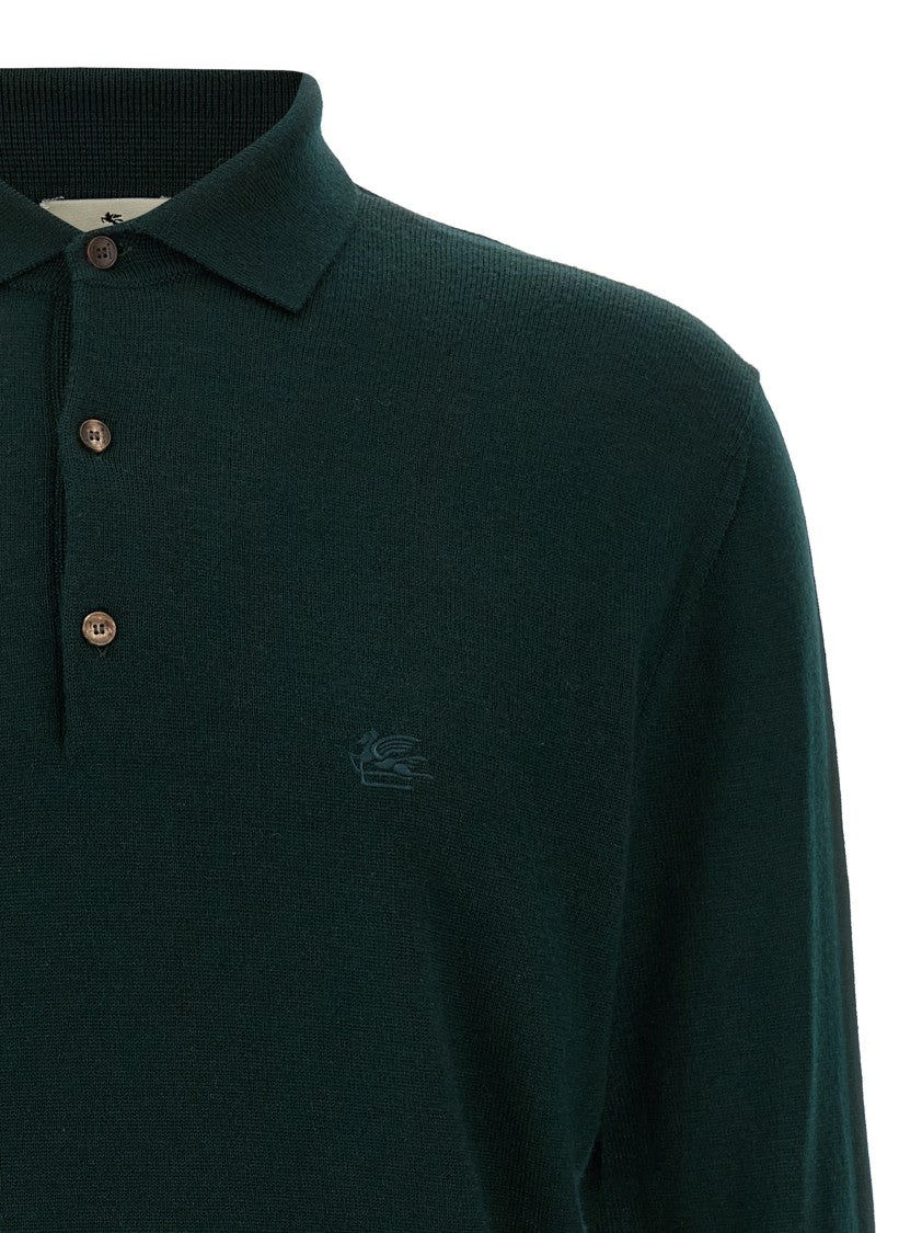 Etro Green Wool Polo Jersey