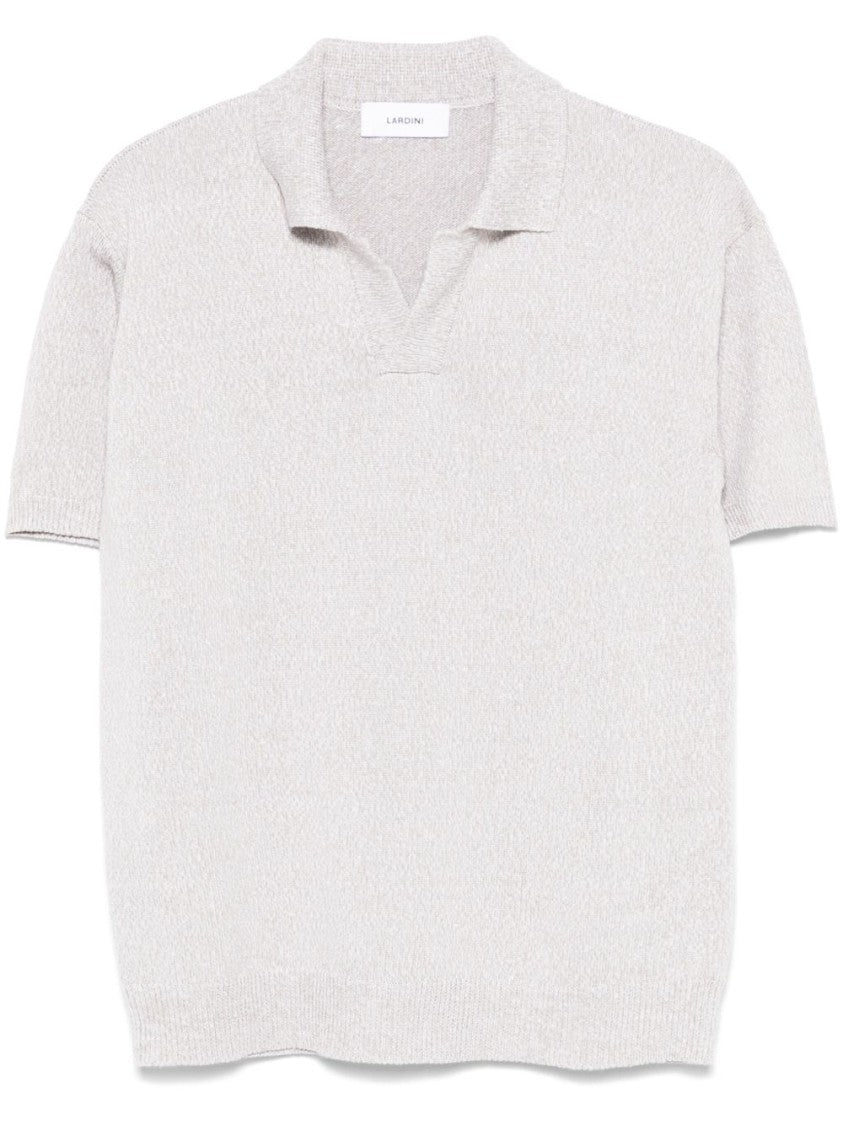 Lardini Grey Polo T-Shirt With Subtle Texture