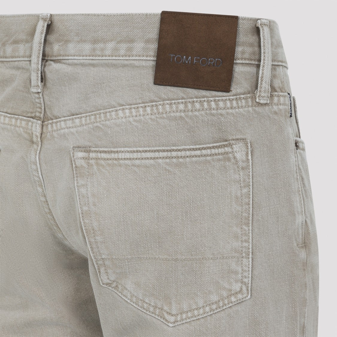 Tom Ford Washed Sand Beige Cotton Straight Denim Jeans