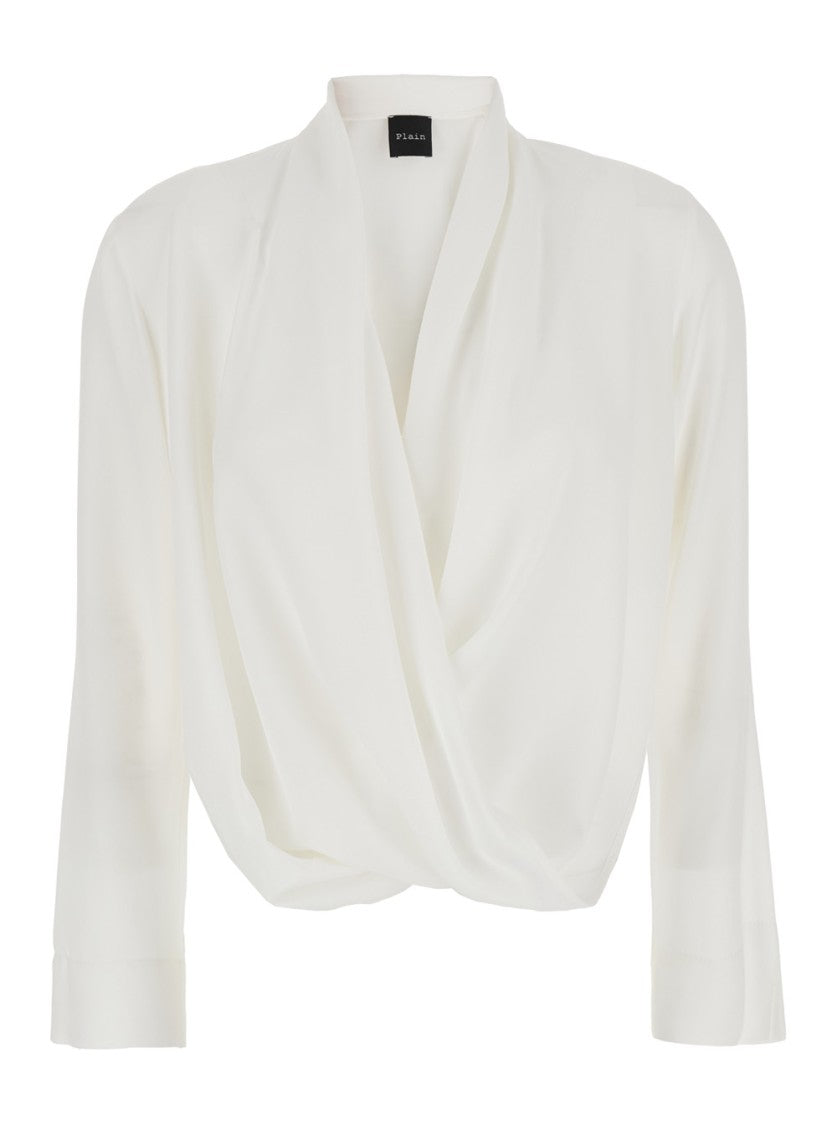 Plain Draped Front Georgette Blouse With Relaxed Fit
