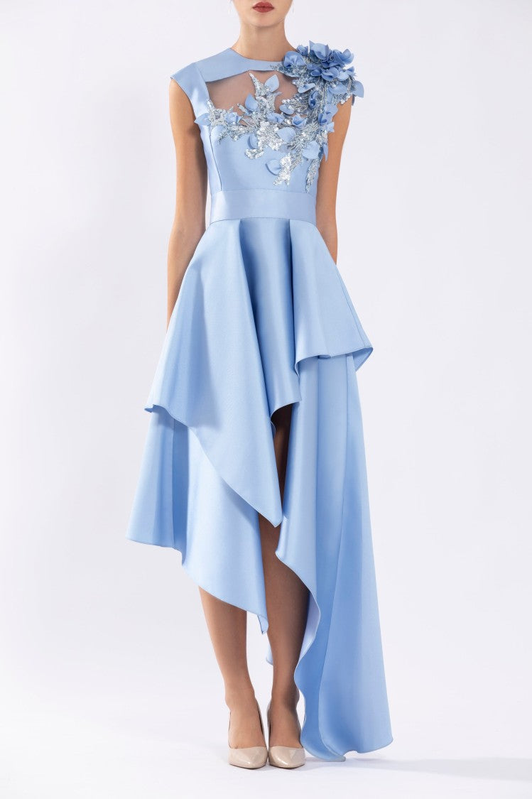 Saiid Kobeisy Mikado, Asymmetrical Dress With Matching Floral Beading