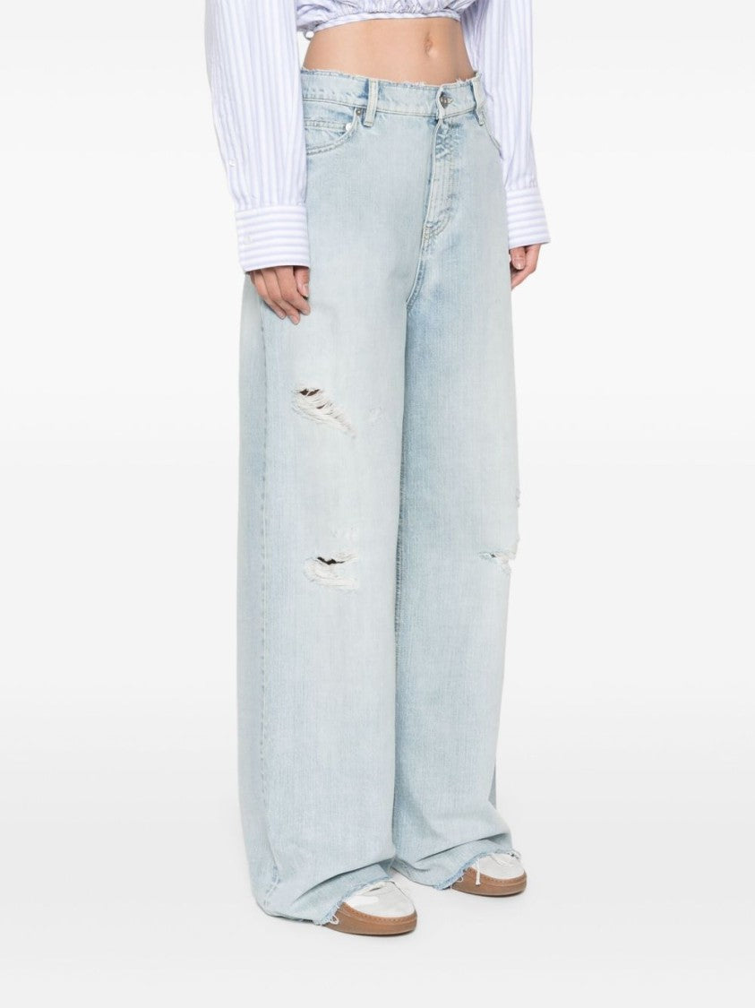 Golden Goose Relaxed Wide-Leg Jeans With Ripped Detailing