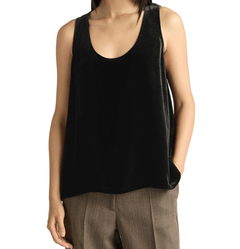 Momonì Sleek Sleeveless Top In Viscose-Silk Velvet