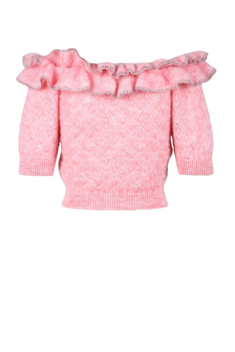 Alessandra Rich Mohair Polyamide Knit Top - Pink