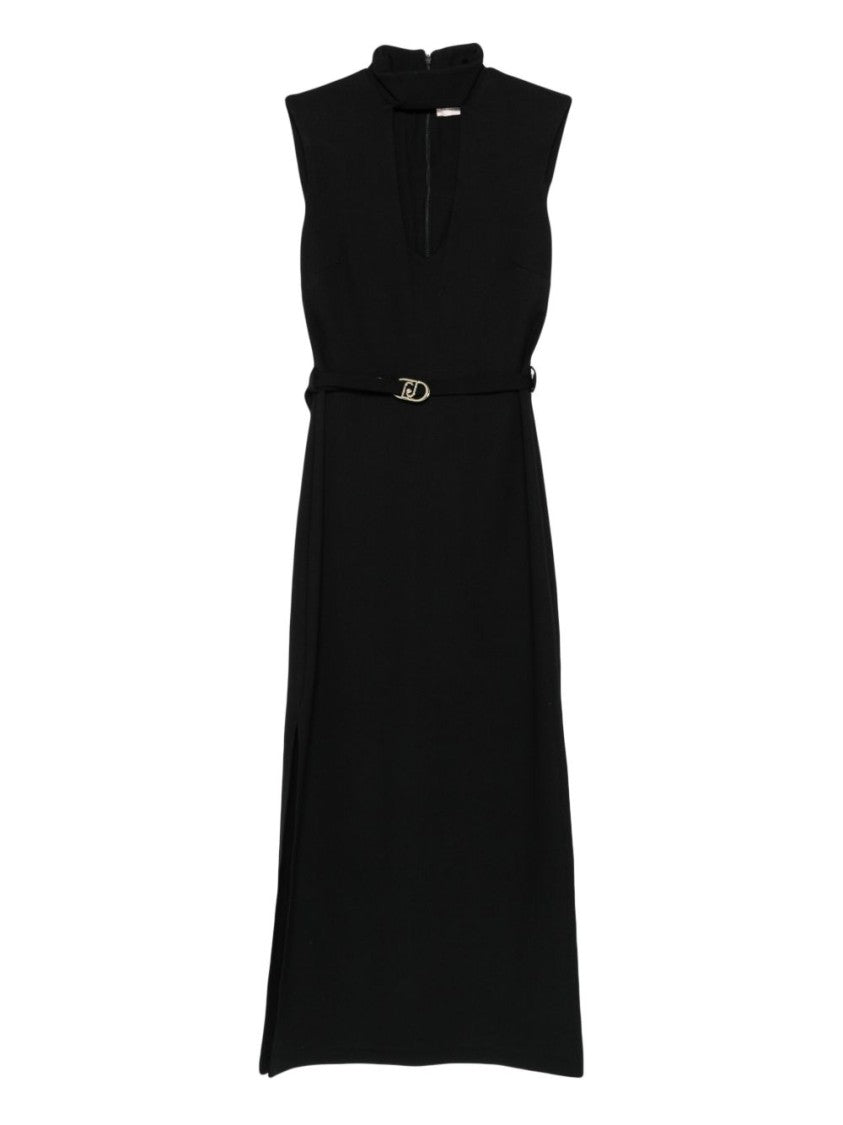 Liu Jo Sleeveless Black Midi Dress With Keyhole Cutout