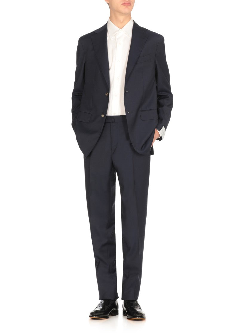 Caruso Blue Peak Lapel Wool Suit