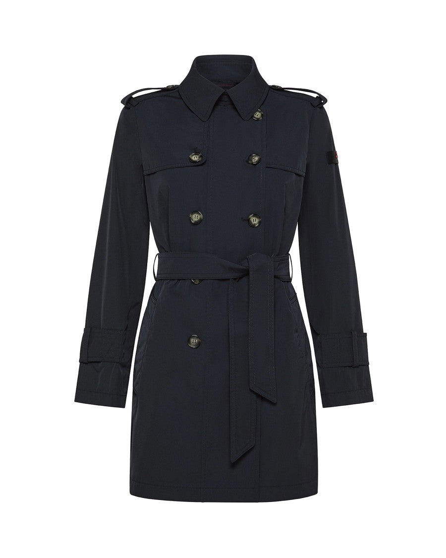 Peuterey Single-Breasted Trench With Belt Blue