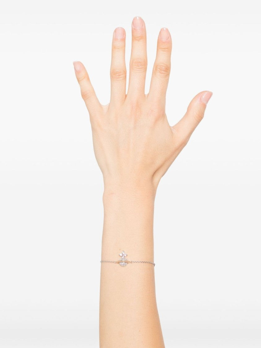Vivienne Westwood Silver-Tone Orb Plaque Crystal Bracelet