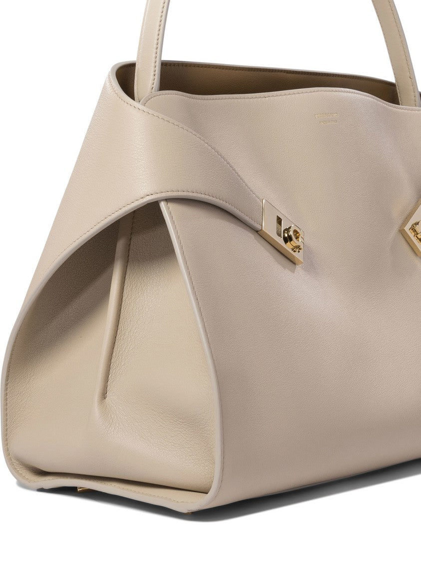 Ferragamo Structured Leather Shoulder Bag With Gold-Tone Accents