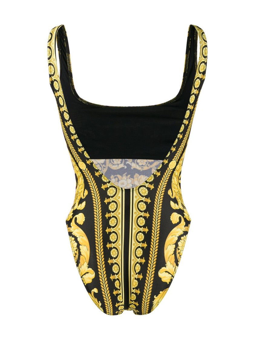 Versace Square Neckline Barocco Print Swimsuit