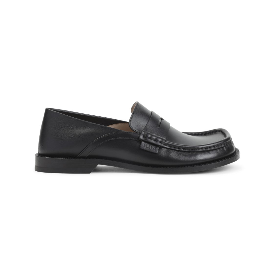 Loewe Campo Flap Back Black Calfskin Loafers