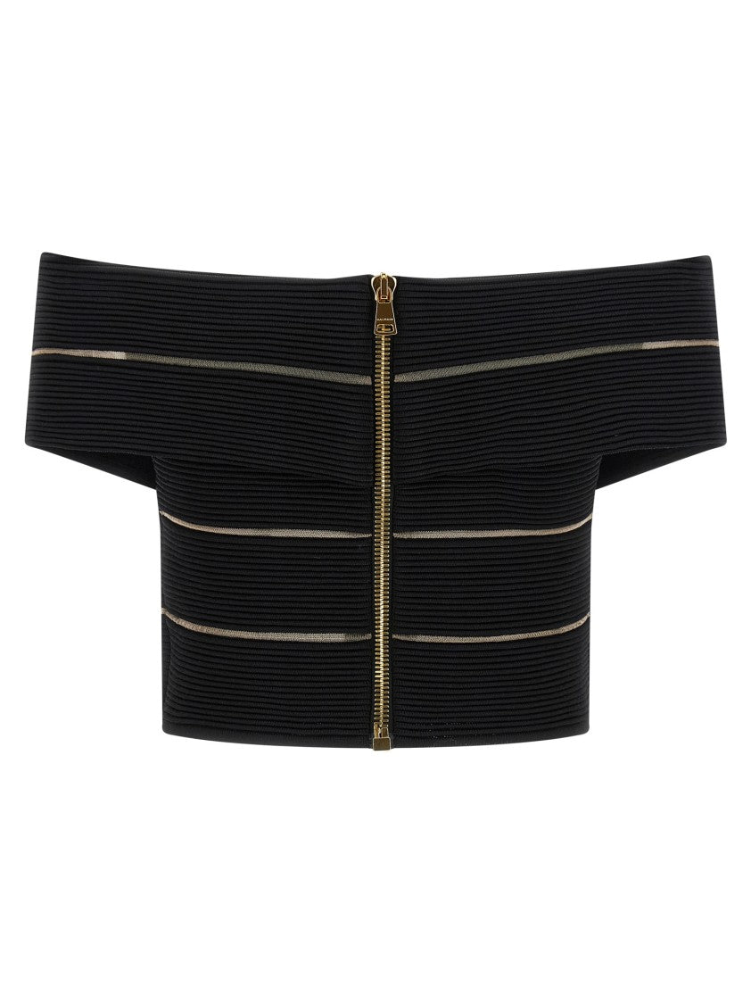 Balmain Off-The-Shoulder Crop Top