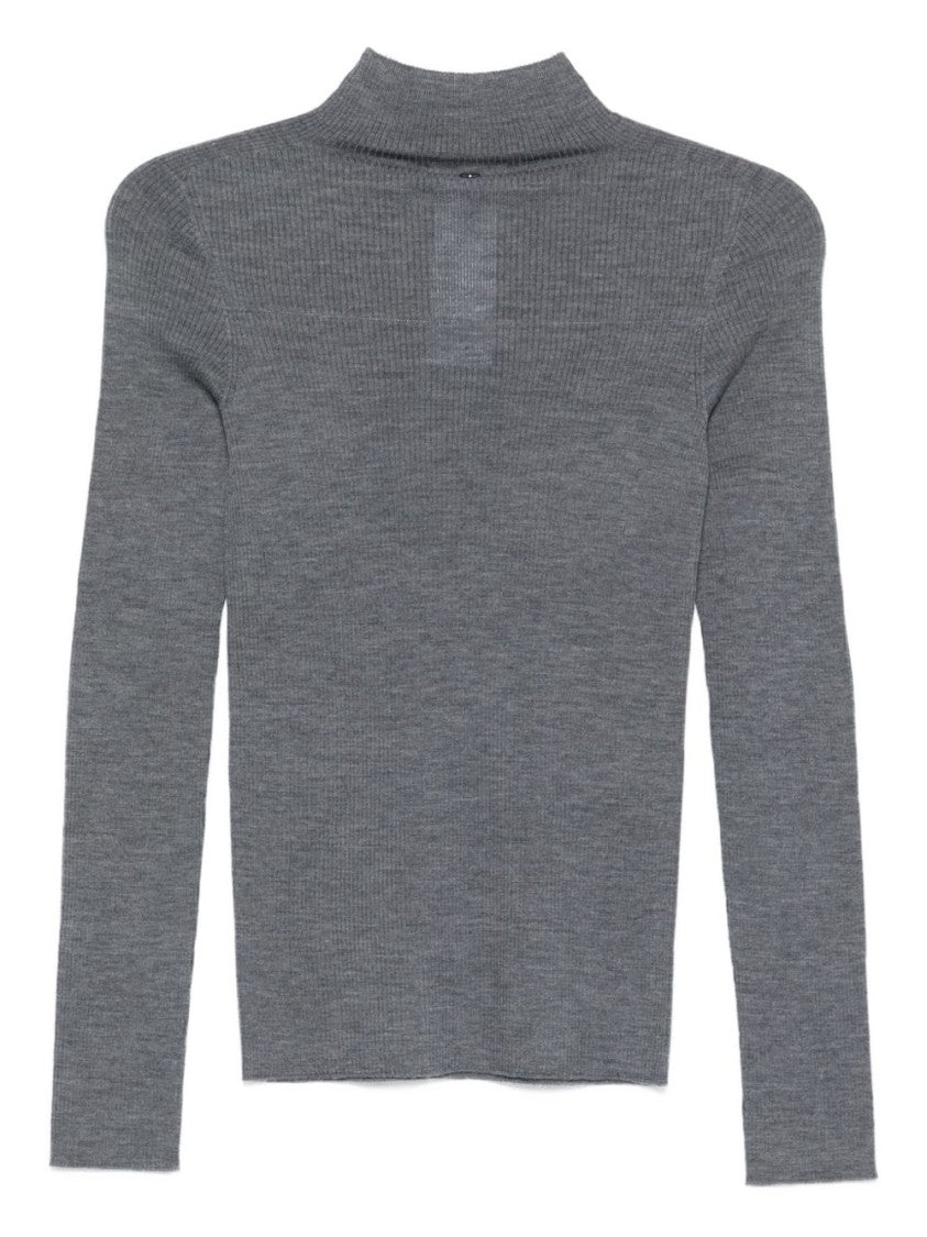 Liu Jo Bead-Embellished Fitted Grey Sweater