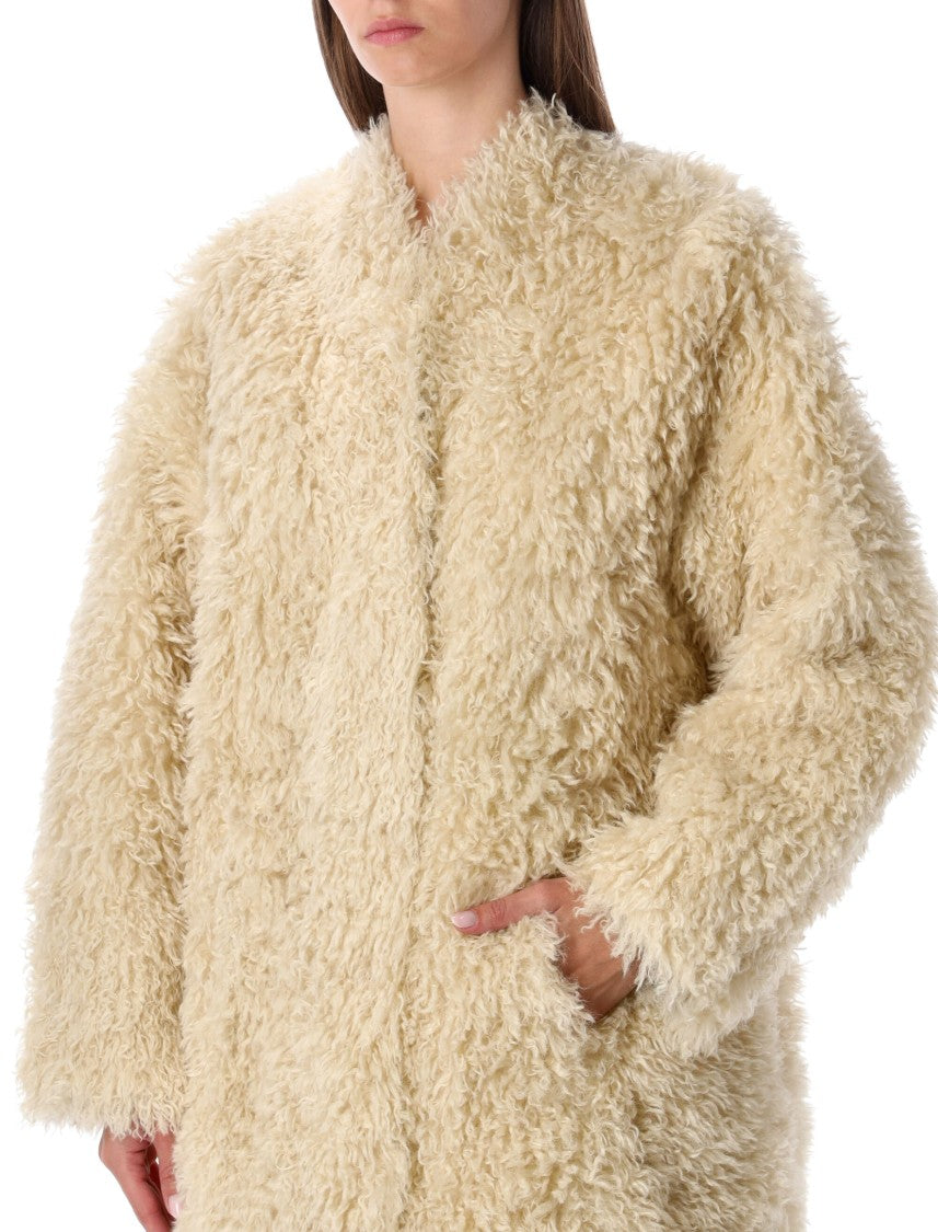 Stand Studio Carolina Long Curly Faux-Fur Coat