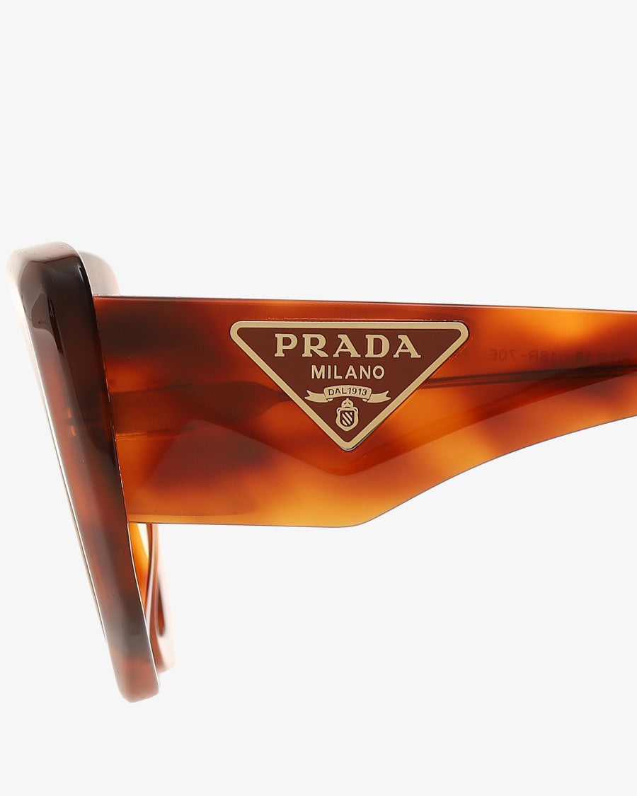 Prada Cognac Tortoise Acetate Sunglasses With Gradient Lenses
