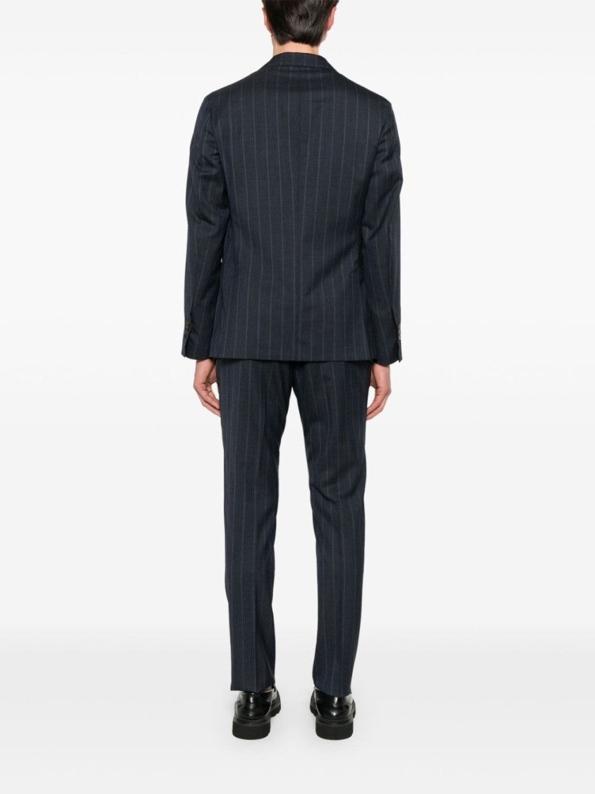 Drumohr Navy Blue Virgin Wool Pinstripe Suit